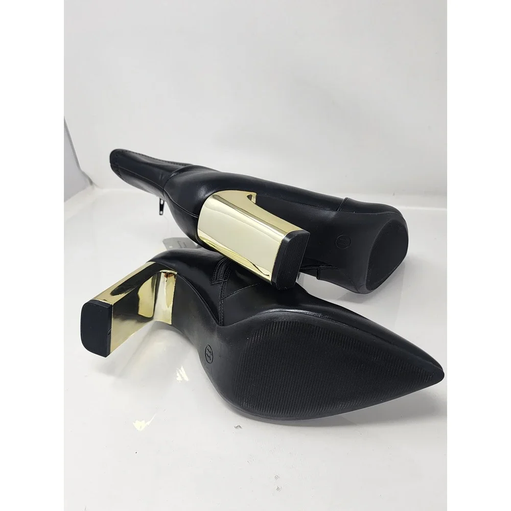 A New Day Womens Pointed Toe Ankle Boots Black Faux Leather Casual Size 11